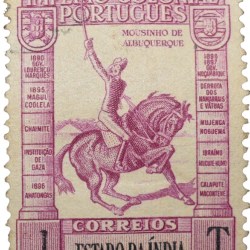 Postal Stamp of India Portugues - 1 Tangas Pink Colour Used as per Image.