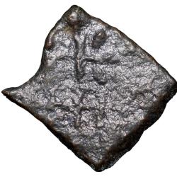 Alternative view of Copper Coin of City-State Sukatimati (2nd Cen. BC) with Horse facing Right/Tree Railing