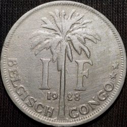 Alternative view of 50 Centimes of Albert I (AD 1928) of Belgian Congo