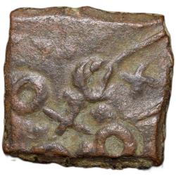 Copper Coin of Ujjaini (2nd Cen. BC) with Deer/Ujjaini-Svastika from Dashpur