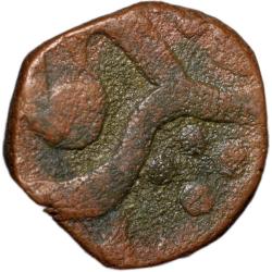 Alternative view of Copper Paisa of Gwalior State of Jawad Mint (17th - 18th Cen. AD) with Scimitar