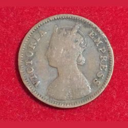 Alternative view of 1898 India - British ½ Pice - Victoria EM Press Rare Coin #Z-109