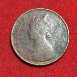 Alternative view of 1862 British India ½ Anna - Victoria Rare coin #L-331