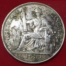 1937 French Indochina 20 Centimes Silver Coin #F28