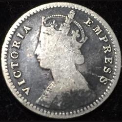 Alternative view of 1888 India - British 2 Annas - Victoria British India Silver Rare Lowest Price Coin #V207