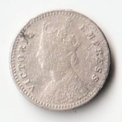 Alternative view of Rare 2 Anna 1887 of Queen Victoria Silver Coin Of British India