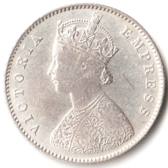 Half Rupee 1899 Calcutta Mint of Victoria Empress SCARE Collectible British India Silver Coin - Image 2