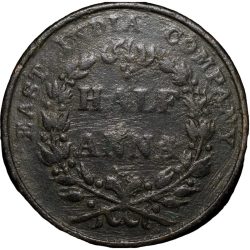 Alternative view of Copper 1/2 Anna of William IIII - East India Company (AD 1835) of Bombay Mint with Thin and Raised Border