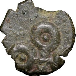 Alternative view of Potin Coin of Satavahana Dynasty(100 BC) from Vidarbha Elephant/Ujjaini