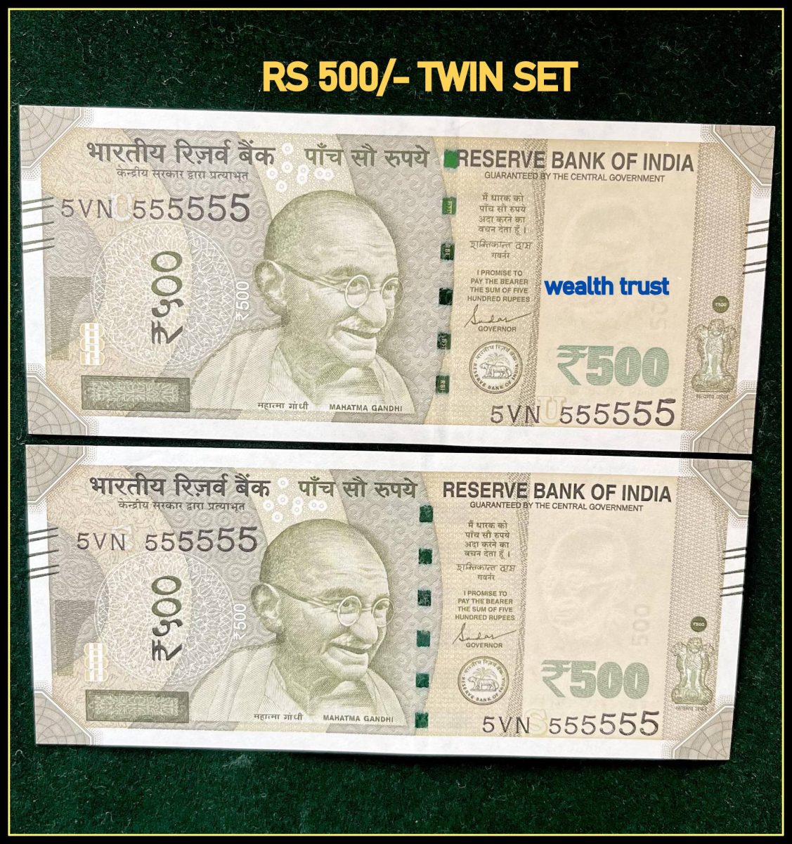 Rs 500 Twin Pair Gem Unc Very Unique Banknote Set SUPER Solid Number ...