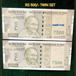 Rs 500 Twin Pair Gem Unc Very Unique Banknote Set SUPER Solid Number 5VN 555555