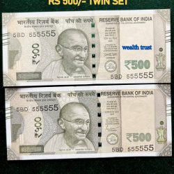 Rs 500 Twin Pair Gem Unc Very Unique Banknote Set SUPER Solid Number 5BD 555555