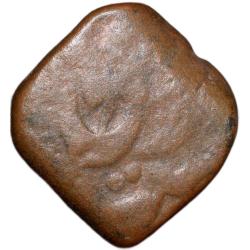 Copper Paisa of Muhiabad Poona Mint of Maratha Confederacy(1700-1800 AD) with Parshu/Battle-Axe