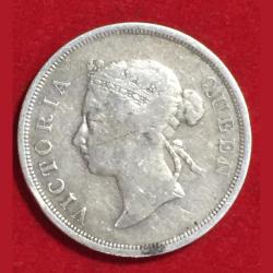 Alternative view of 1895 Straits Settlement , British malaysia 50 cent Victoria Silver Very Rare Coin # o-4