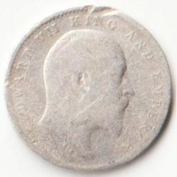 Alternative view of Two Anna 1910 of King Edward VII Silver Coin of British India