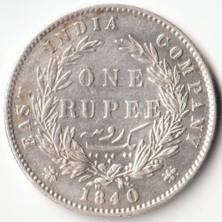 Top Grade One Rupee 1840 Silver Coin of Divided Legend Queen Vicotria British India Coinage