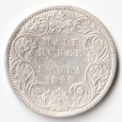Rare 1/2 Half Rupee 1899 Silver Coin Of Vicotira Empress British Indian Coinage