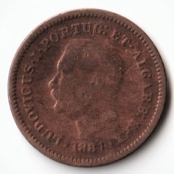 Portuguese 1/8 Oitavo De Tanga Luiz L 1884 Calcutta Mint Copper Coin Of Portuguese India