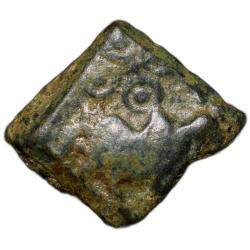 Copper Coin of Pre-Satavahana (2nd Cen. BC) from Vidarbha with Ujjaini-Bull/Tree Railing