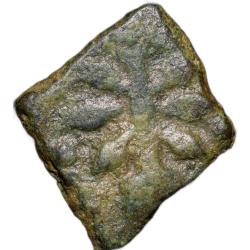 Alternative view of Copper Coin of Pre-Satavahana (2nd Cen. BC) from Vidarbha with Ujjaini-Bull/Tree Railing
