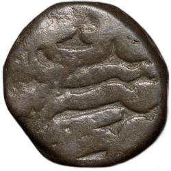 Copper Dam of Akbar (AD 1556-1605) of Chittor Mint Semi-Tugra Style