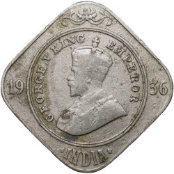 Copper-Nickel 2 Annas of George V (AD 1936) of Bombay Mint