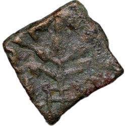 Copper Coin of Satakarni I(100 BC) of Satavahana Dynasty from Marathwada Region Tree Railing-Brahmi