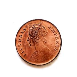 Alternative view of One Quarter Anna 1901 Victoria Empress British India Copper Coin Unique Top Condition