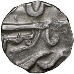 Alternative view of Silver 1/2 Rupee of Mewar State INO Shah Alam II (AD 1759-1806) of Udaipur Mint KM C43