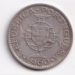 Mozambique 20 Escudos 1960 Silver Coin (weight10g) #Z-323