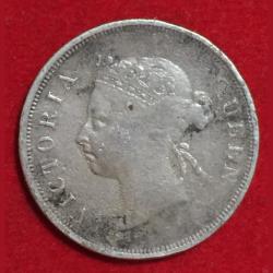 Alternative view of 1901 Straits Settlement , British malaysia 50 cent Victoria Silver Very Rare Coin # o-3