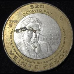 2010 Mexico 20 Pesos Octavio Paz Commemorative issue Coin #G29