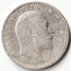 Alternative view of SCARE Two Anna 1910 hai of Edward Vii King Empress Silver Small British India Coin