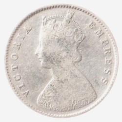 Alternative view of Rare Half Rupee 1887 of Calcutta Mint of Victoria Empress Collectible British India Silver Coin
