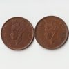 Combo Set of One Quarter Anna 1840 Calcutta and Bombay Mint Bronze Coin of King George VI British India Coinage