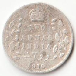 Two Anna 1910 of King Edward VII Silver Coin of British India