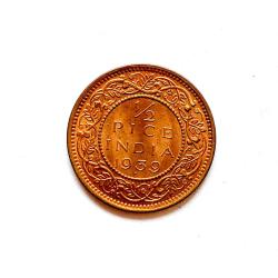 One Half Pice Copper King George Vi Issue Unique Collection Unc