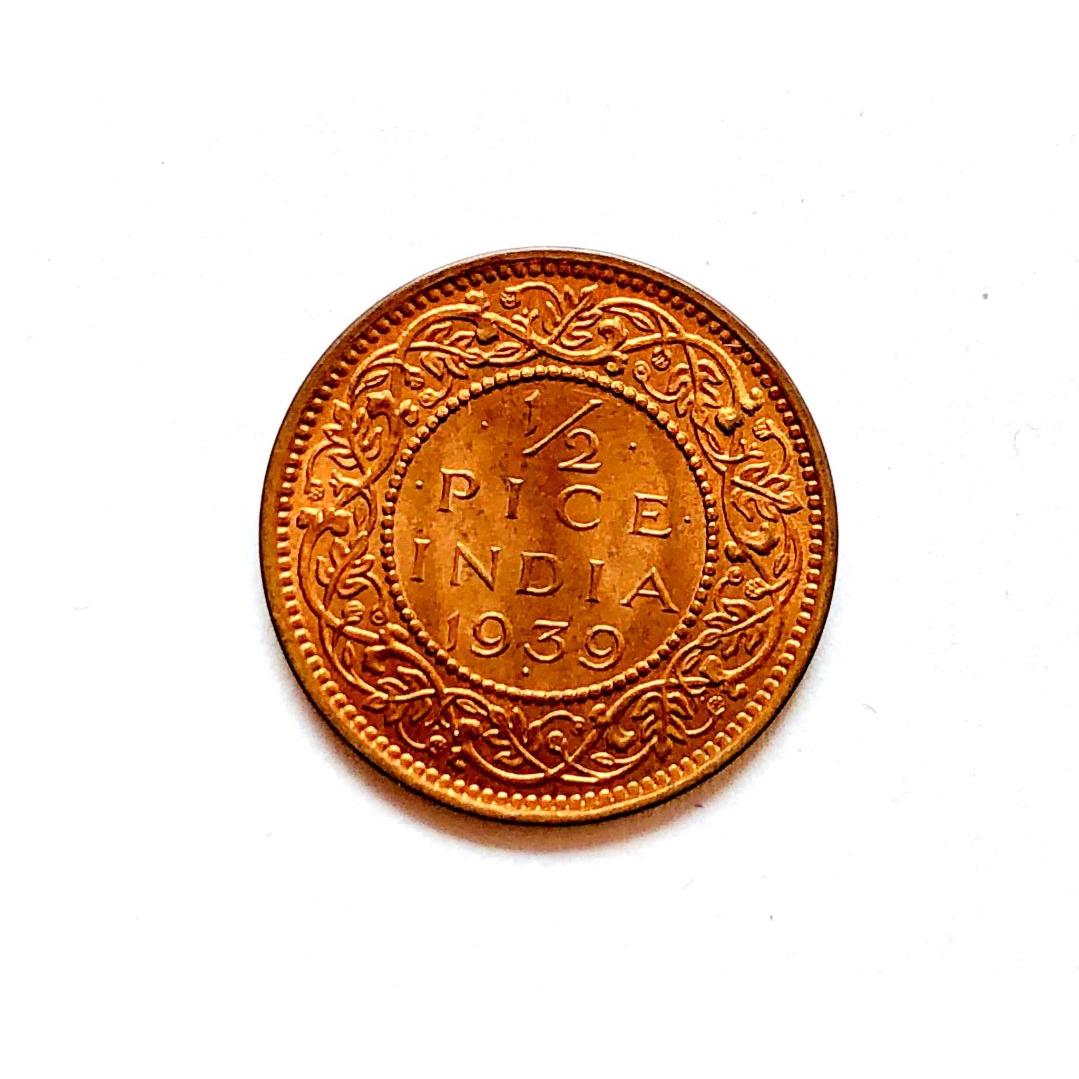 One Half Pice Copper King George Vi Issue Unique Collection Unc