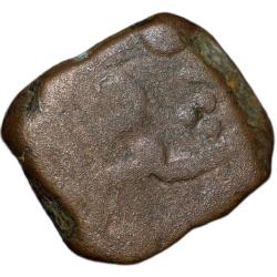 Alternative view of Copper Toka Cash of Hyderabad Feudatory 'Aurangabad' (17th - 18th Cen. AD) with Sword Right date bel