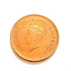 One Quarter ANNA Copper King George VI Issue