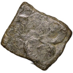Alternative view of Potin Coin Of Satavahan Dynasty (1st Cen. Bc) From Vidarbha With Shivatsa & Triangular Headed
