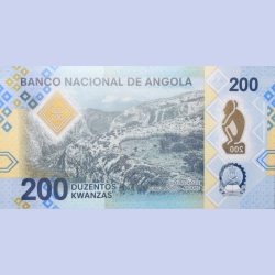 Alternative view of 200 Kwanzas of Angola Country (AD 2020) with Piedras Negras de Punduandongo in Malanje