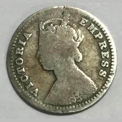 1889 Victoria Silver Two Anna Rare Coin British India #1020
