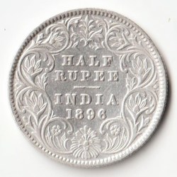 Half  Rupee 1896 Silver Coin Of Empress Vicotria British India