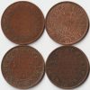 4 Coins Set of One Quarter Anna 1939 to 1940 Copper Coin of King George VI British India Coinage