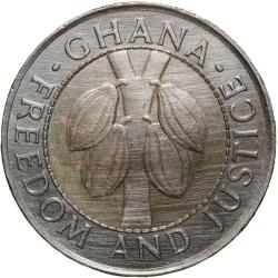 Alternative view of Bi-Metallic 100 Cedis of Ghana Country (AD 1999) with Cocoa Plants