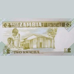 2 Kwacha of Zambia Counry (AD 1980) With Child painting with Teachers help