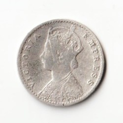 Alternative view of Rare Two Anna 1901 Victoria Empress of British India Small Silver Beautiful Coin