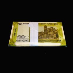 Alternative view of Rs 20 India Banknote Replacement Issue or Star Issue 30B Inset R Serial Bundle GEM UNC 786 Star