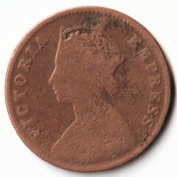 Alternative view of One Quarter Anna1890 Copper Coin Of Empress Victoria British India Coinage